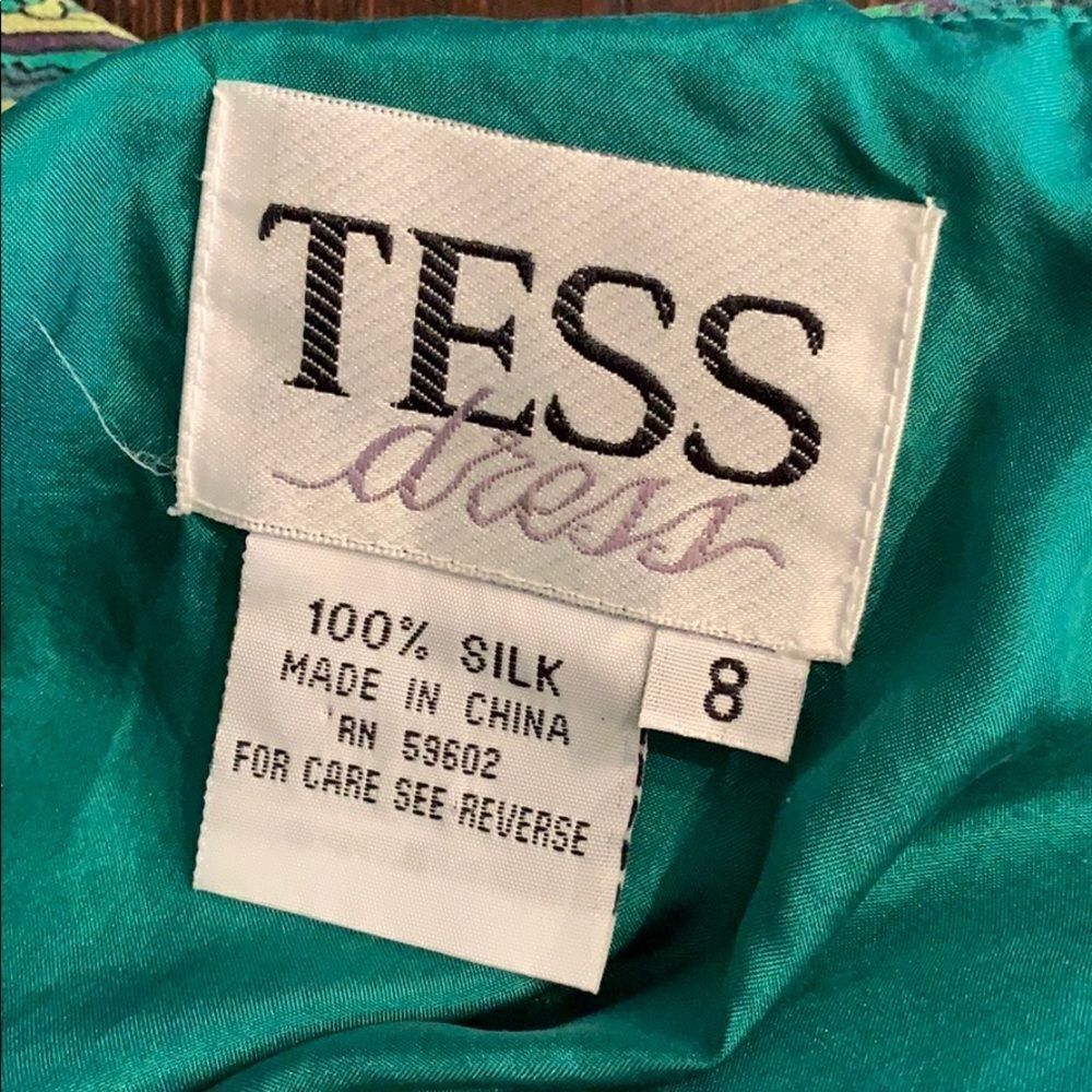 SALE 15.00 Vintage TESS Silk Kelly Green Tunic Dress - Picture 5 of 5